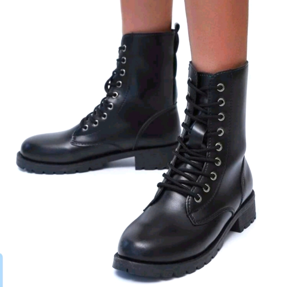 Black lace up boots